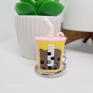Boba Tea Keychain Cute Milk Tea Drink Keyring Accessory Women's Girls‎ NWOT